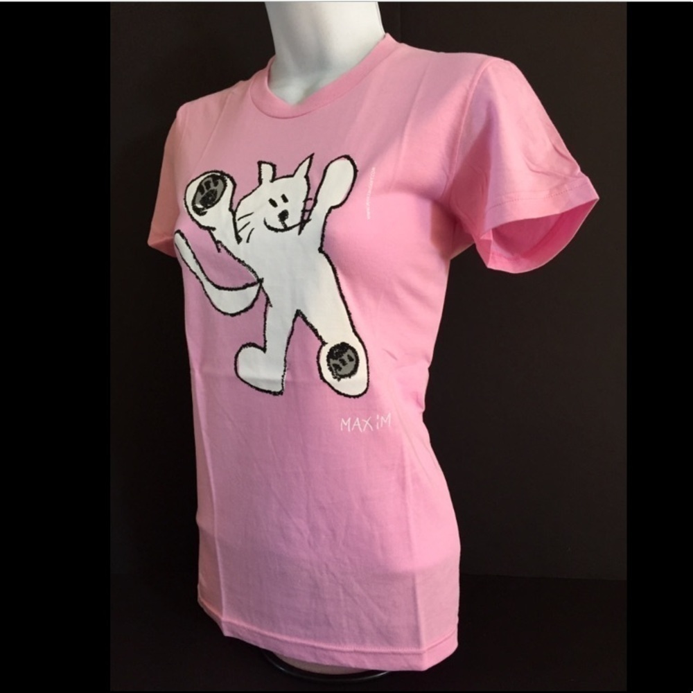 𝅺MAXIMSART Pink Cat T-shirt American Apparel